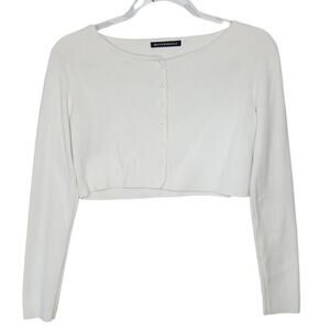 Brandy Melville Fitted Cropped Full Button Cardigan Womens OS Preppy Coquette